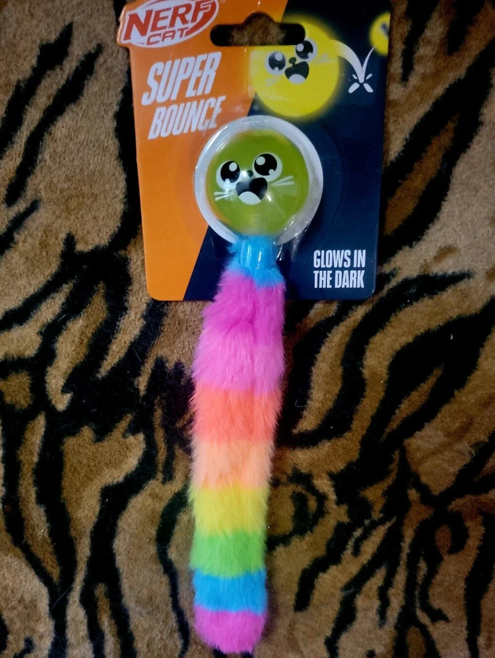 Nerf Cat Toy Ball Glow In Dark Rainbow Super Bounce Ea.